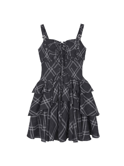 Plaid Metal Camisole Dress【s0000017688】