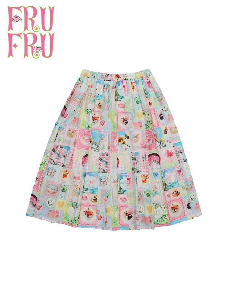 Summer Print Pleated Half Skirt【s0000017451】