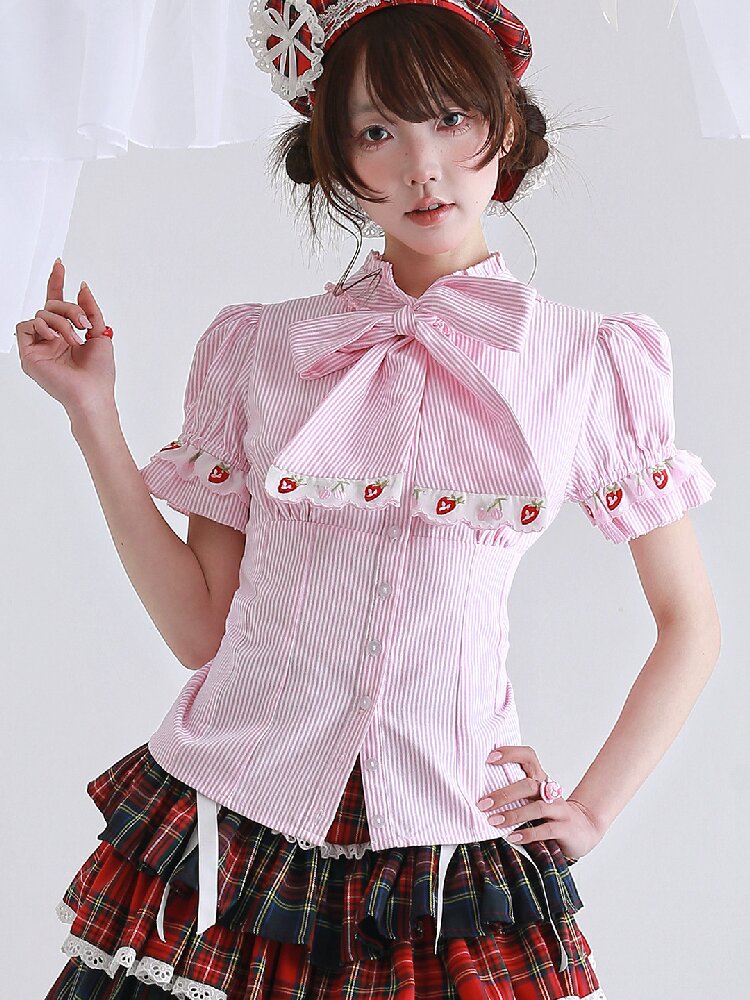 Pink Striped Lolita Inner Shirt【s0000016556】
