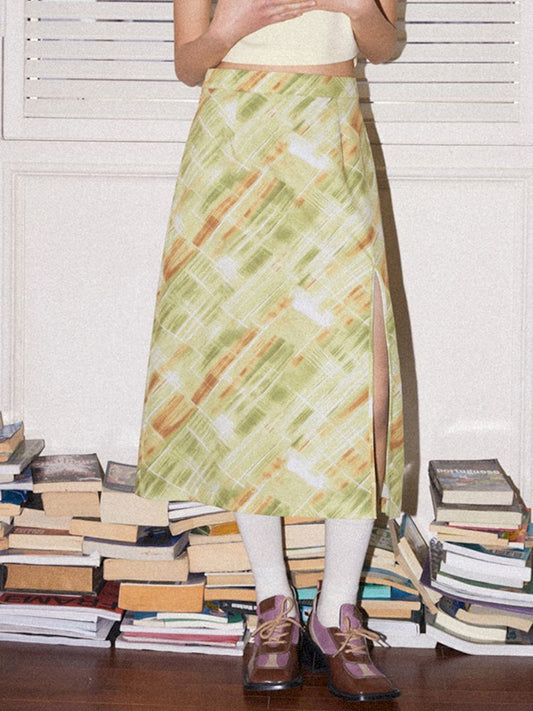 Printed Split Halter A-Line Casual Skirt【s0000008832】