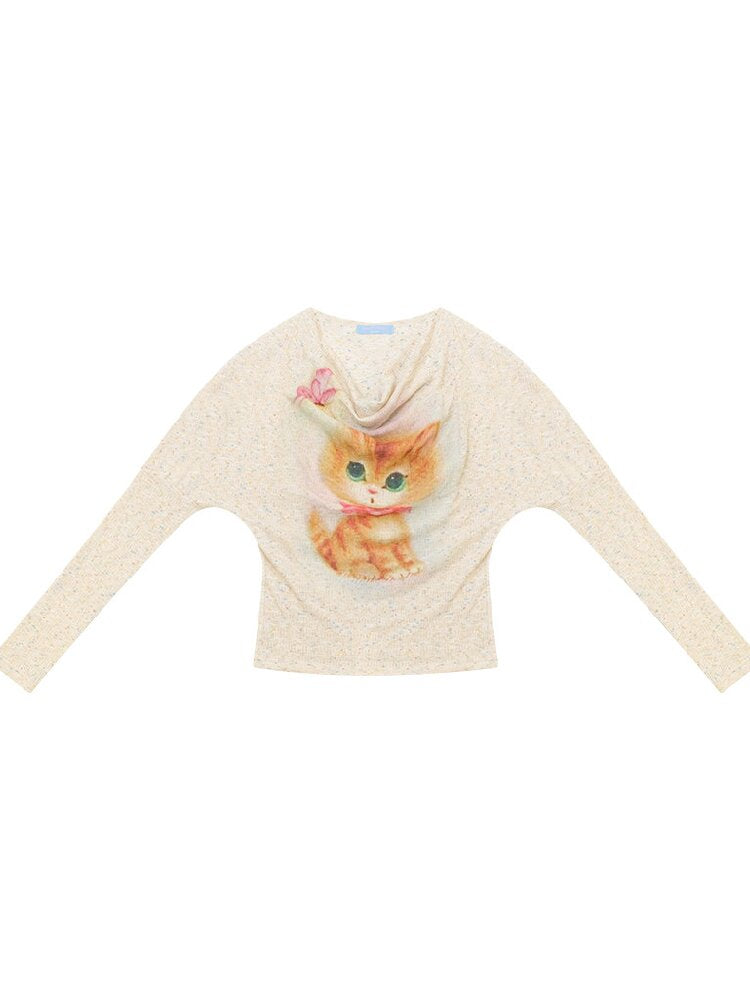 Swaying Collar Cat Knit Sweater【s0000017882】