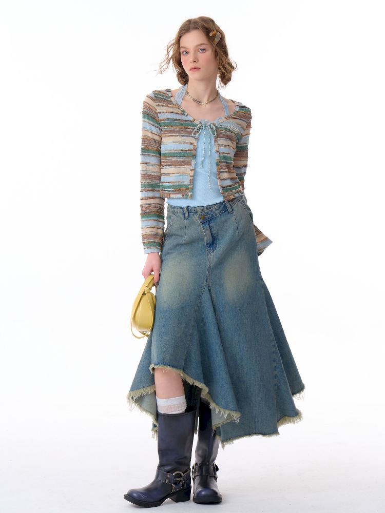 Stripe Long Sleeve Sunscreen Knitted Cardigan【s0000011683】