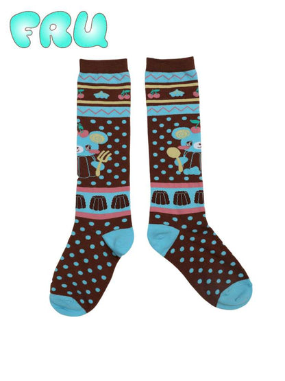 Chocolate Bear Print Cute Stockings【s0000014859】