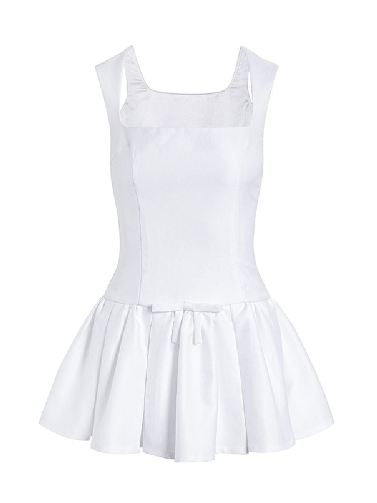 Bowknot Waisted A-line Puffy Short Dress【s0000011957】