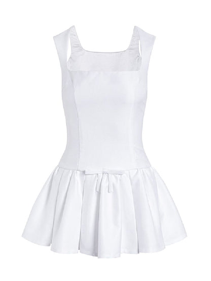 Bowknot Waisted A-line Puffy Short Dress【s0000011957】