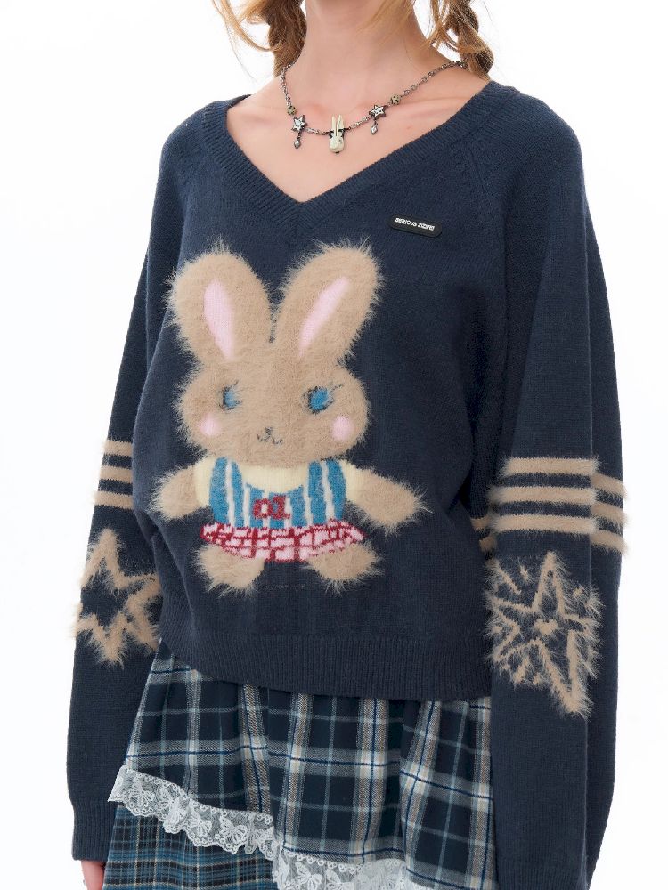 V- 넥 소프트 어두운 회색 스웨터 [S0000011496]