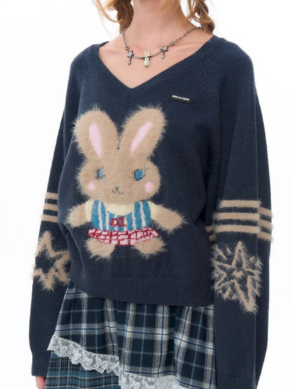 V- 넥 소프트 어두운 회색 스웨터 [S0000011496]