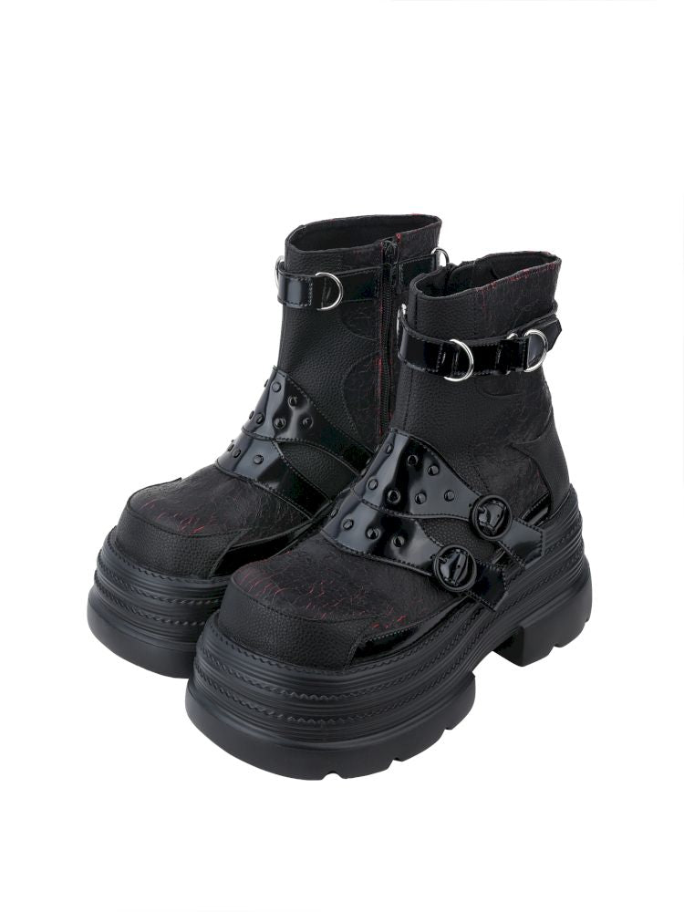 Black Cool Square Toe Martin Boots【s0000013707】