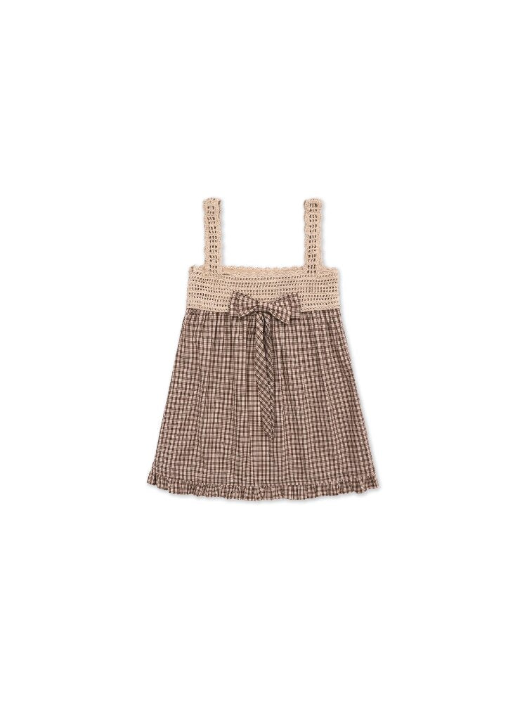 Wristhook Plaid Bow Slip Dress【s0000017937】