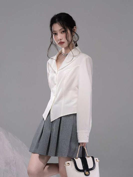 Waist Slit Cotton Dress Shirt【s0000015743】