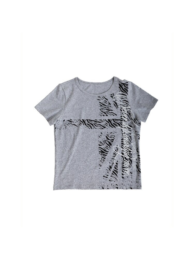 Beige Zebra Print Slim T-shirt【s0000016629】