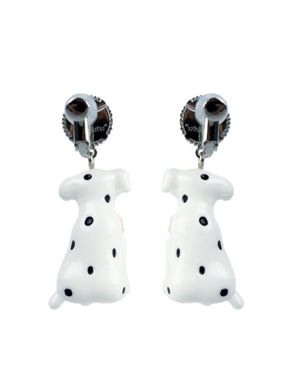 Retro spotted dog earrings【s0000013338】