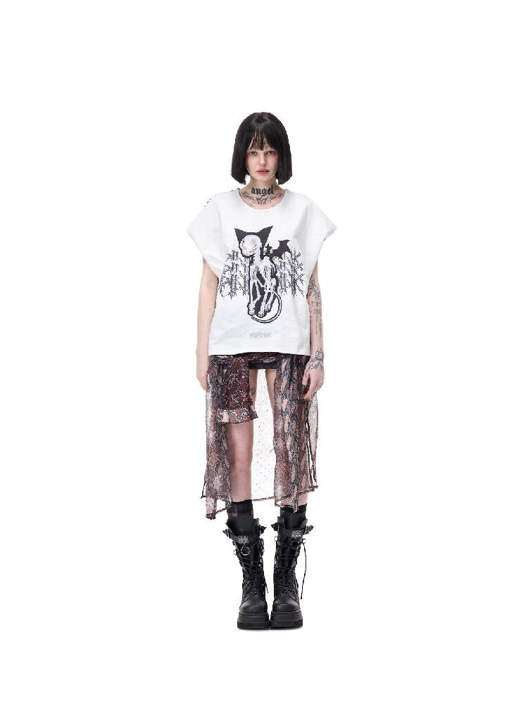 Shimmer Mesh Shirt Patchwork Skirt【s0000017719】