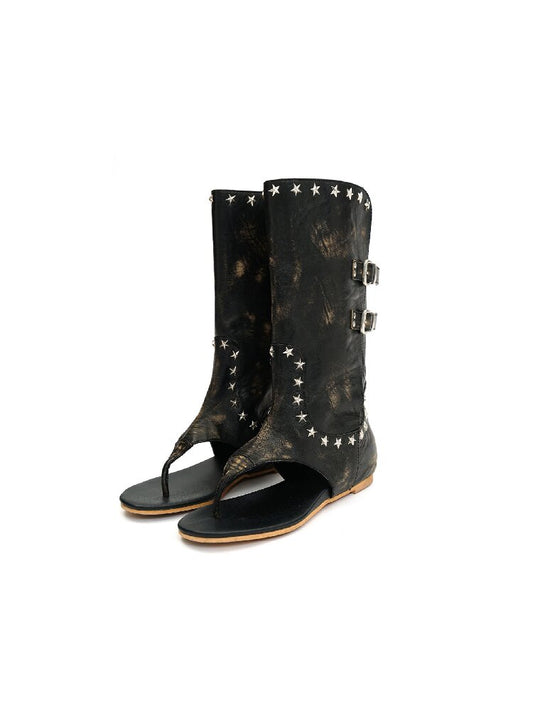 Cowhide Star Nail Herringbone Boot【s0000016439】