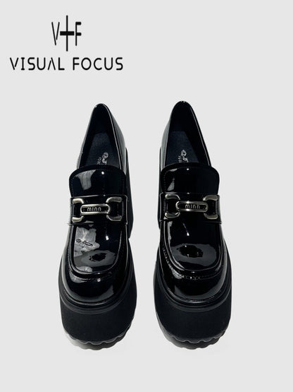 Glossy Patent Leather Buckle Loafers【s0000015715】