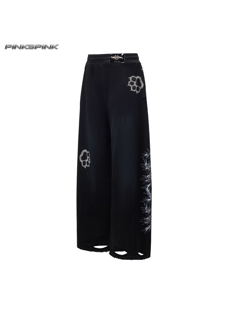 Rhinestone Camo Riveted Sweatpants【s0000017727】