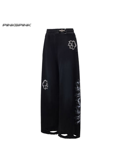 Rhinestone Camo Riveted Sweatpants【s0000017727】