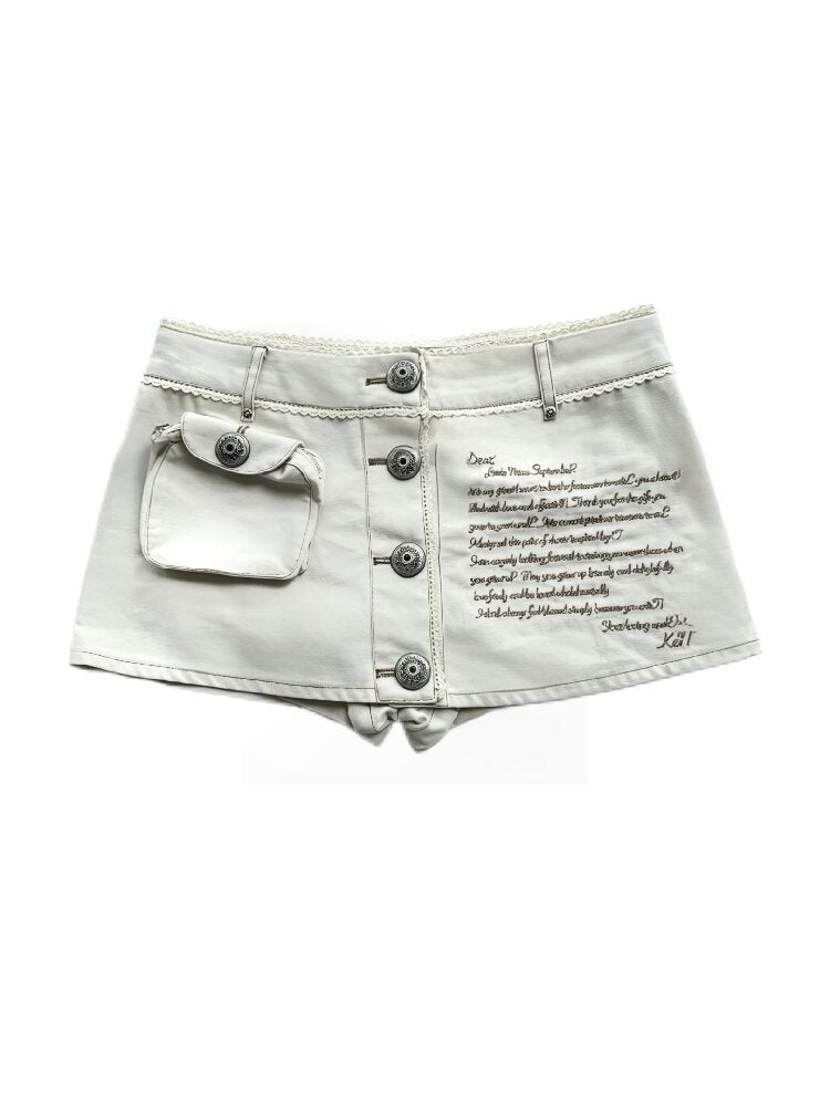 Love Letter Embroidered Shorts【s0000017979】