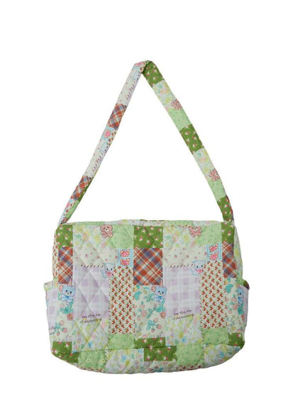 Quilted Blocked Printed Shoulder Bag【s0000015039】