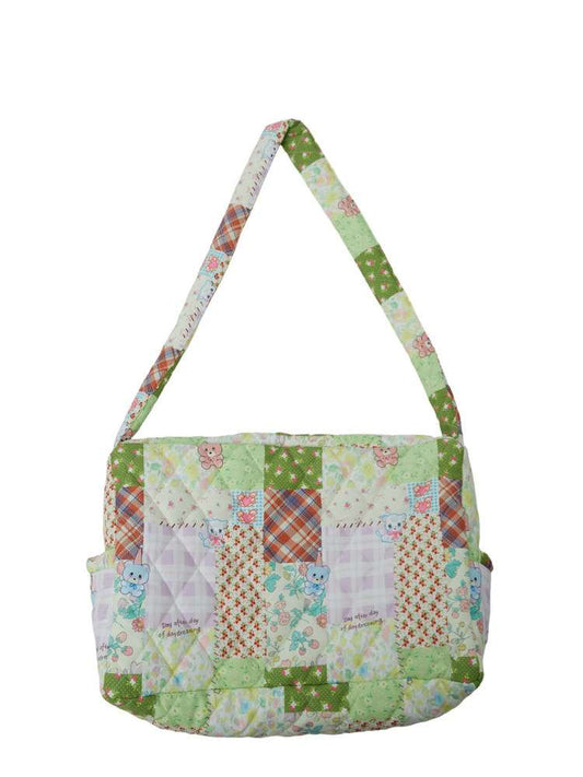 Quilted Blocked Printed Shoulder Bag【s0000015039】