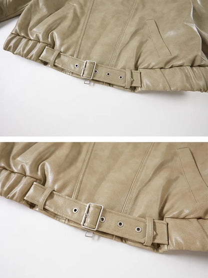 Oversized Short-Length Leather Jacket【s0000014053】