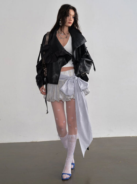 Embroidery Bow Lace Up Puffy Skirt【s0000015699】