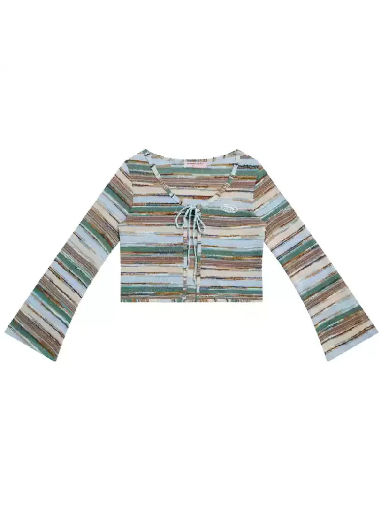 Stripe Long Sleeve Sunscreen Knitted Cardigan【s0000011683】