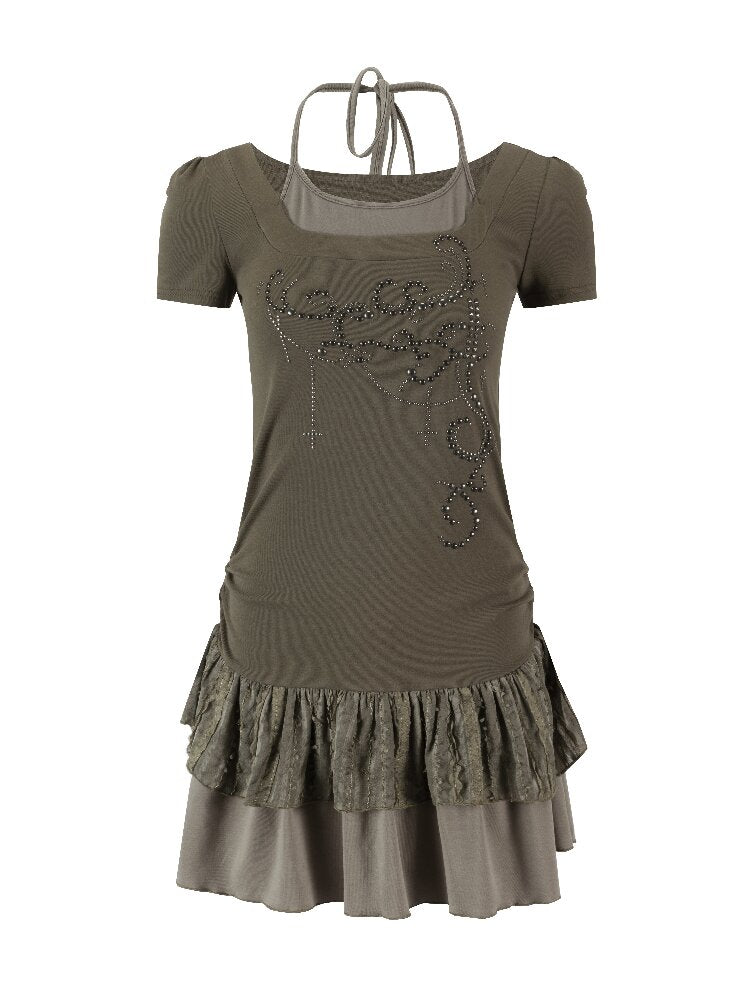 Studded Lace Stitching Slip Dress【s0000016218】