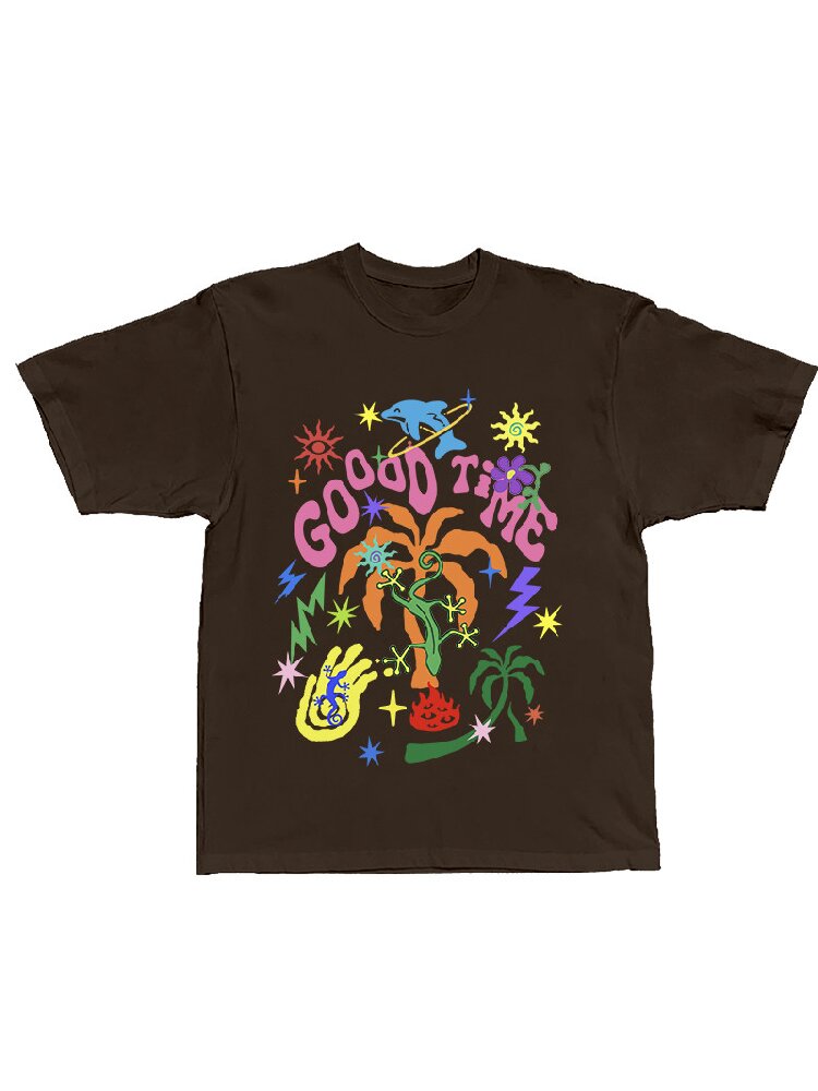 American Graffiti Print Loose T Shirt【s0000017112】