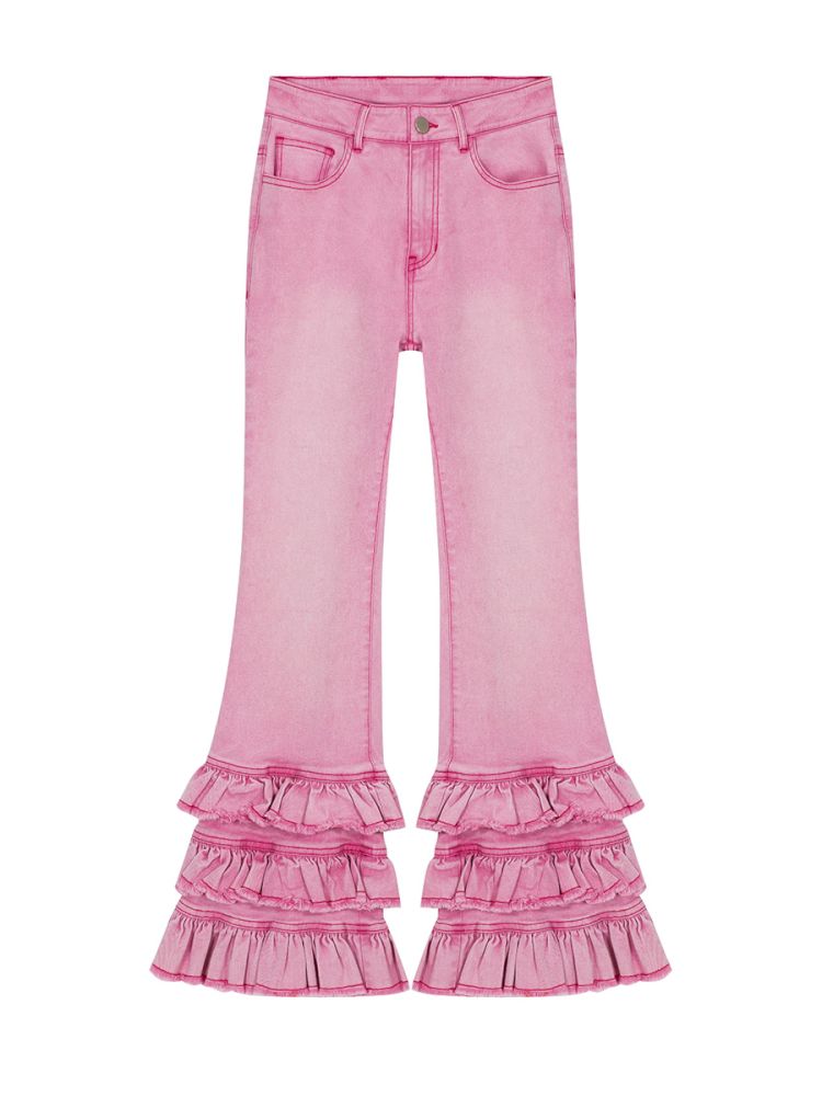 Pink Lace Flared Pants【s0000013342】