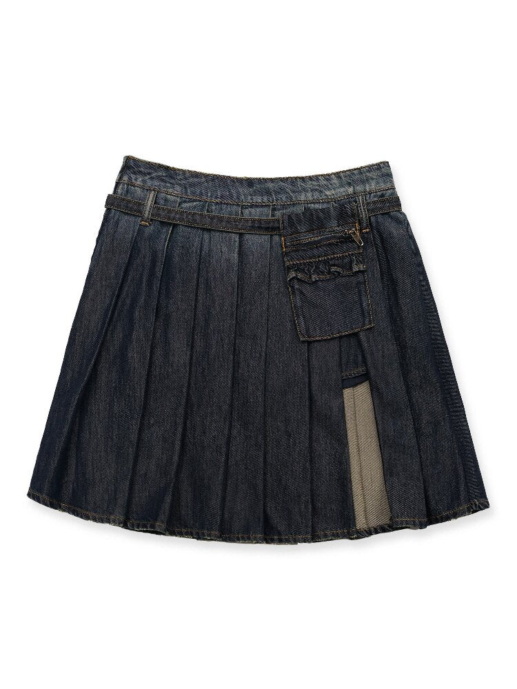 Tencel Denim Lace Pleated Skirt【s0000016412】