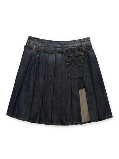 Tencel Denim Lace Pleated Skirt【s0000016412】