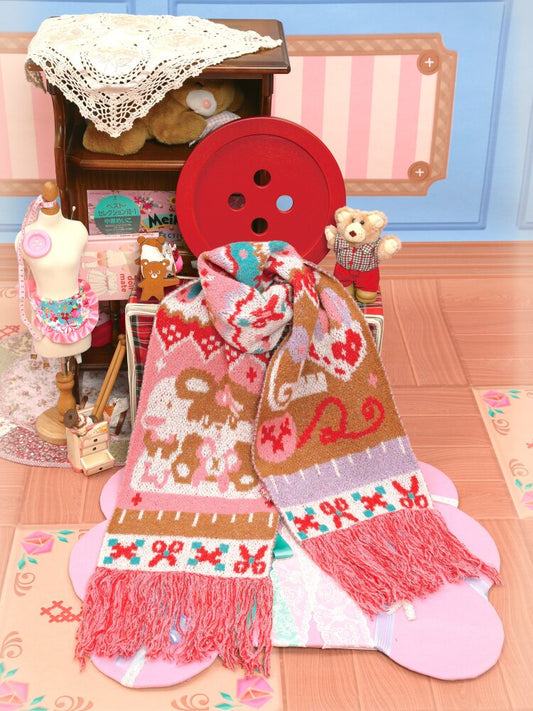 Soft Knit Bunny Fringe Long Scarf【s0000015563】