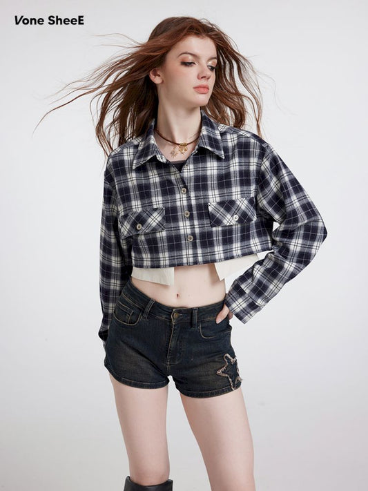 Plaid Top Short Casual Blouse Jacket【s0000007178】
