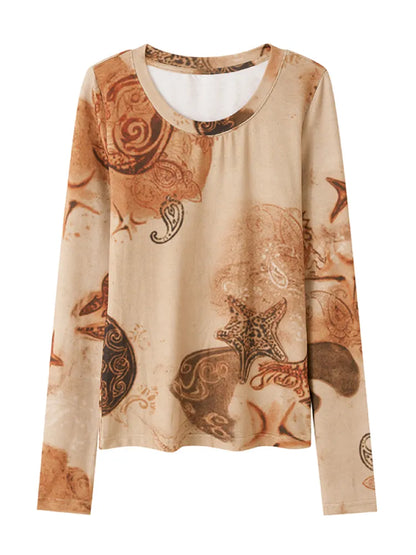 Crew Neck Soft Stretch Printed Base Layer【s0000014052】