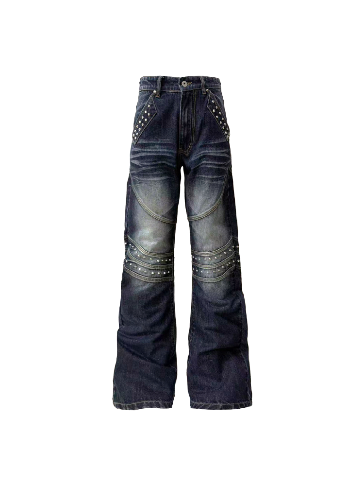 Ice Blue Embroidered Bootcut Jeans【s0000018245】