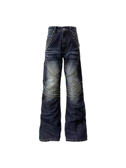 Ice Blue Embroidered Bootcut Jeans【s0000018245】