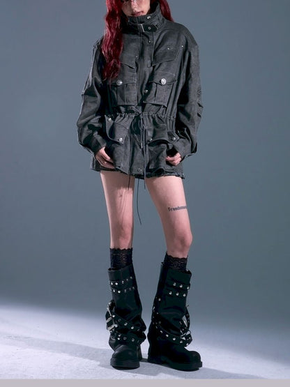 Casual Pocket Drawstring Loose Jacket【s0000013688】