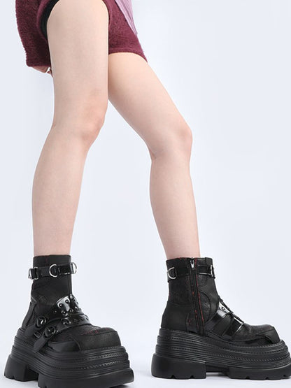 Black Cool Square Toe Martin Boots【s0000013707】