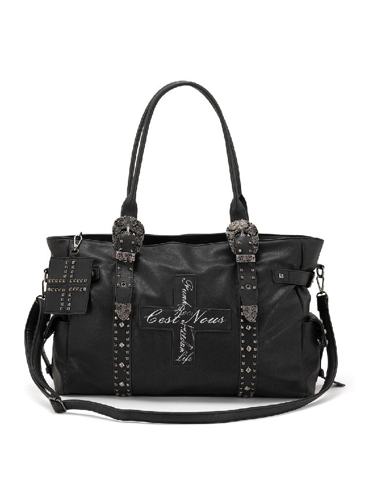 Dark Leather Cross Graffiti Bag【s0000018107】