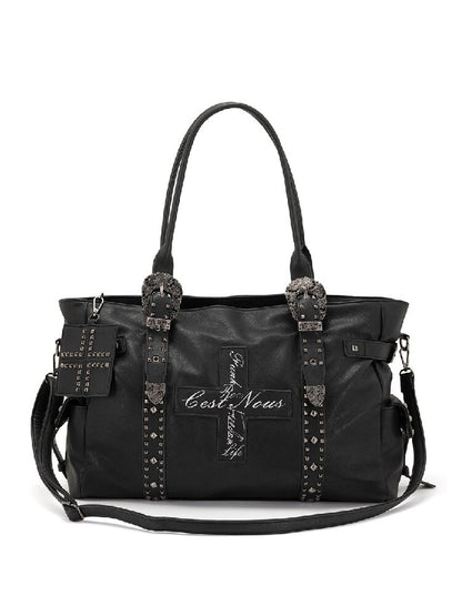 Dark Leather Cross Graffiti Bag【s0000018107】