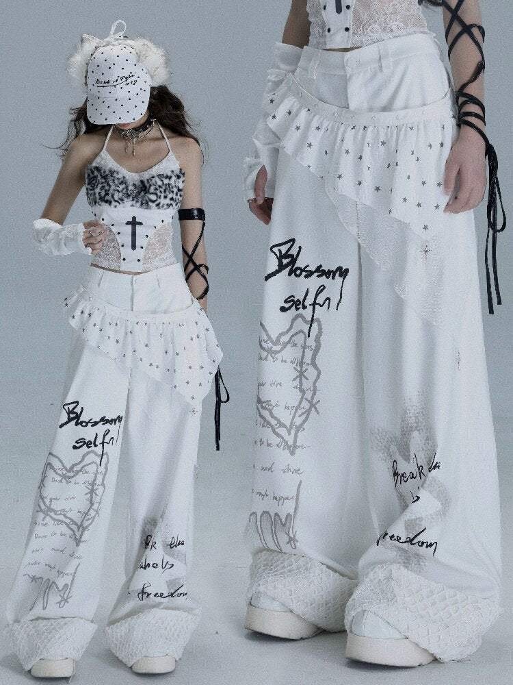 Printed Niche Wide Leg Slacks【s0000016723】