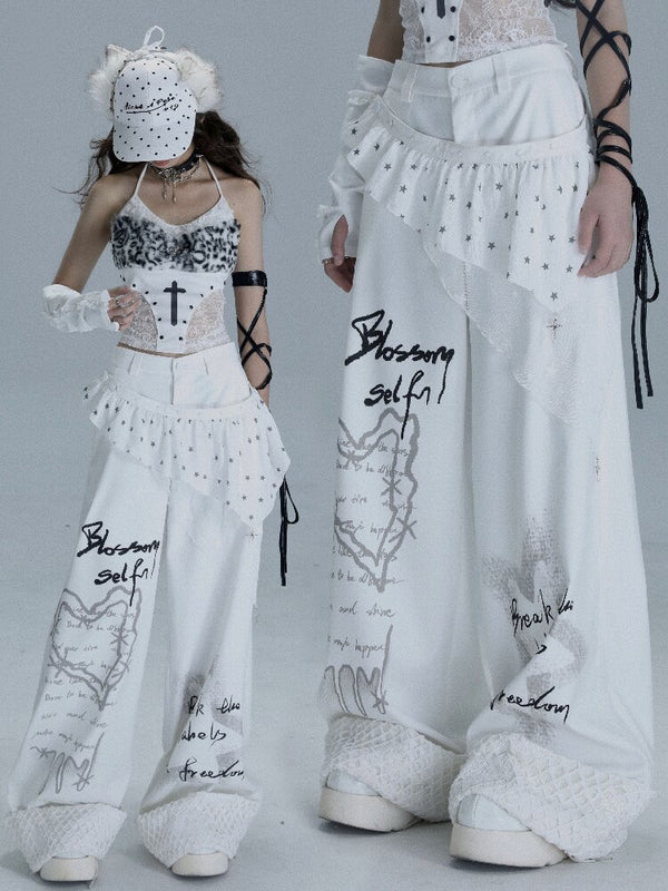Printed Niche Wide Leg Slacks【s0000016723】