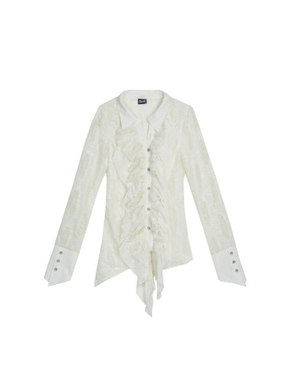 Ruffled Asymmetric Cardigan【s0000013897】