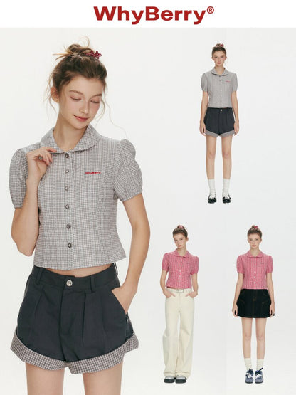 Flower Story Red Plaid Doll Shirt【s0000015687】