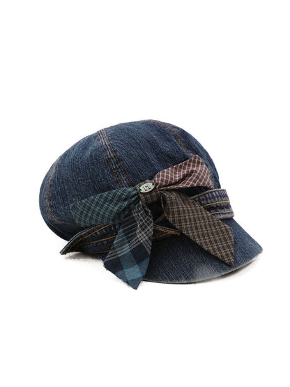 Big Bow Check Panelled Denim Hat【s0000016126】