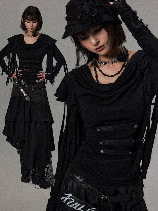 Palace Tassel Fake Two Piece Top【s0000018496】
