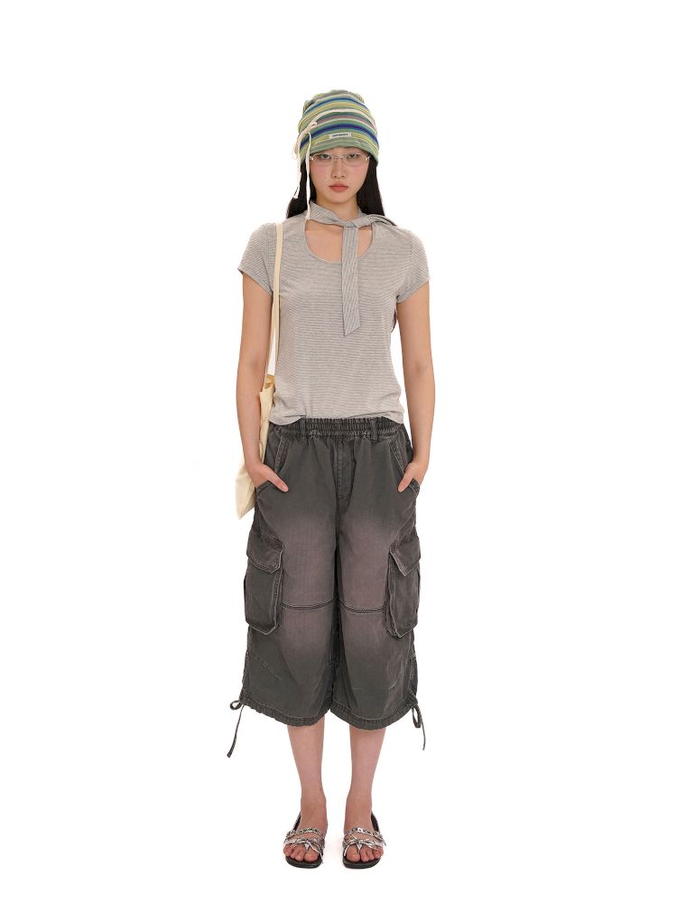 Adjustable workwear seven-minute pants【s0000013428】