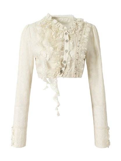 Vintage Lace Asymmetrical Shirt【s0000017987】