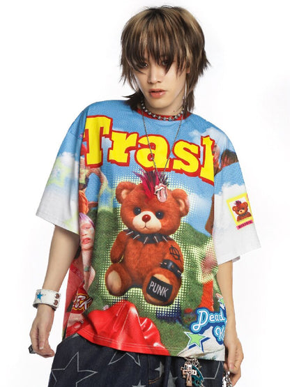 American Card Bear Print T-shirt【s0000015886】